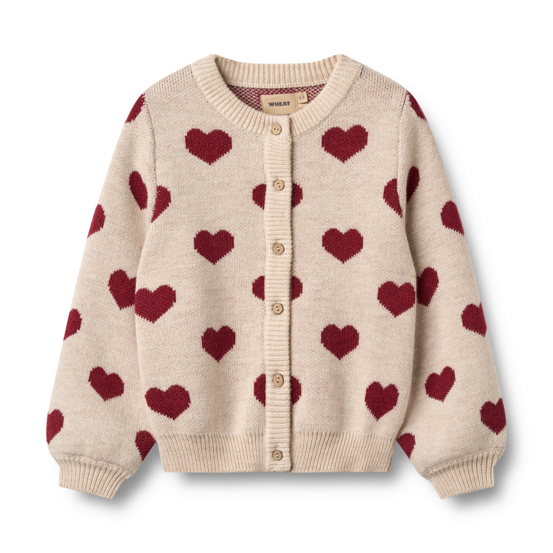 Wheat Jacquard Strickjacke Herzen