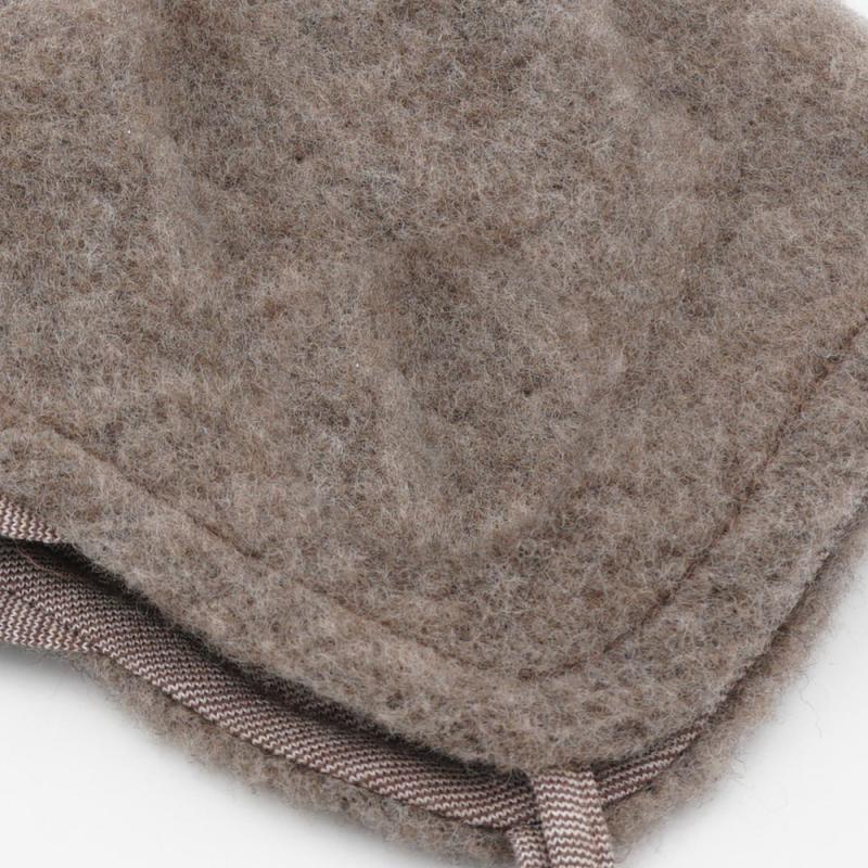 Maximo GOTS BABY-Mütze Wollfleece Jerseyfutter mit Bindeband