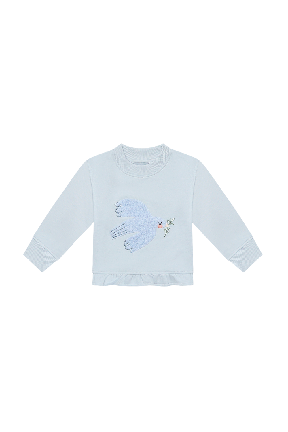 Leevje Sweatshirt 'bird' mit Rüschensaum