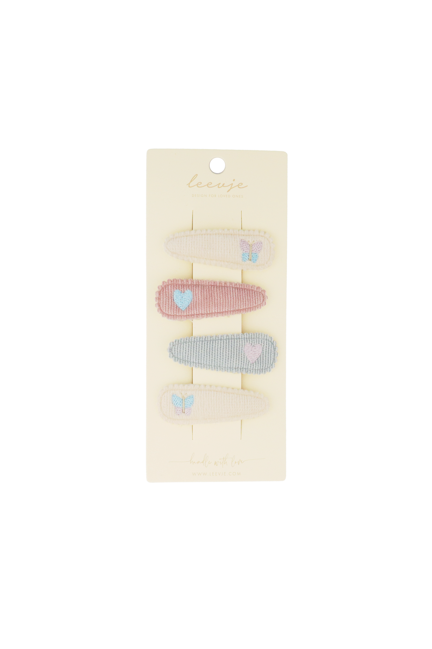 Leevje Haarspangen 'embroidered butterfly & heart clips'