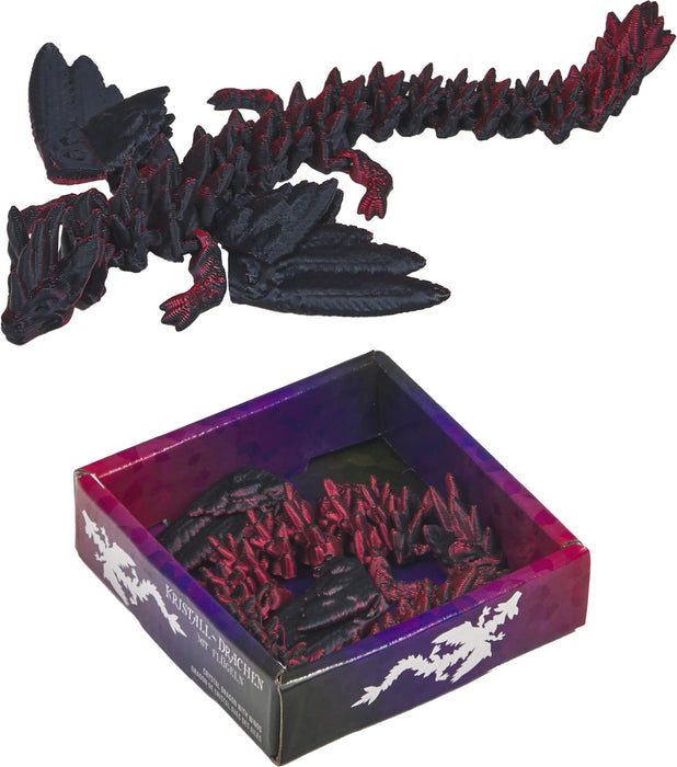 Kristall-Drache mit Flügeln rot/schwarz