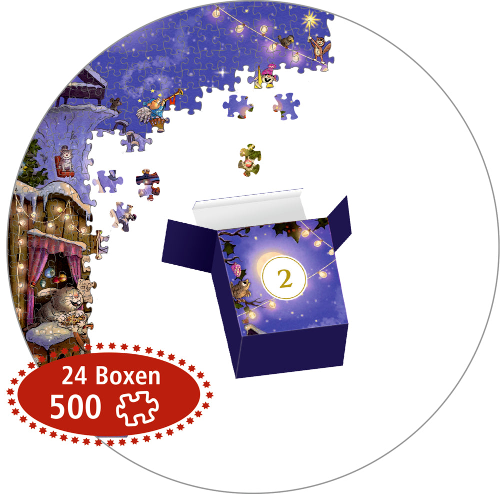 Weihnachtsmarkt der Tiere Puzzle-Adventskalender