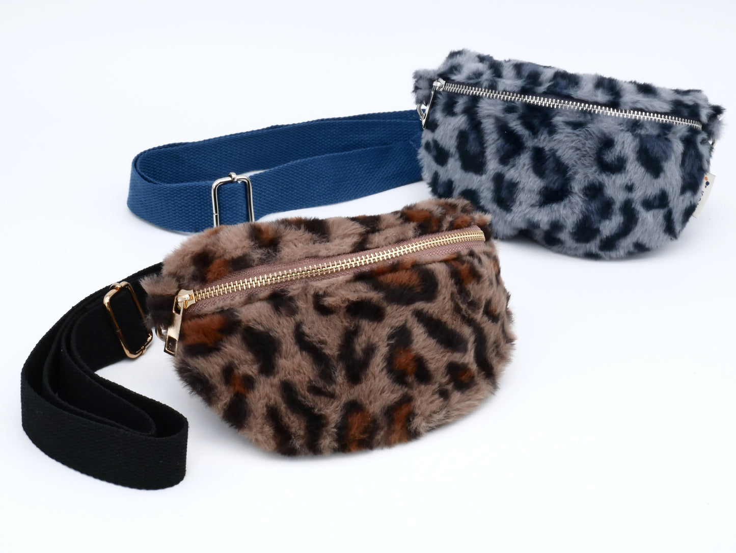 KisMe Sidebag Plüsch Leoprint BLAU-GRAU