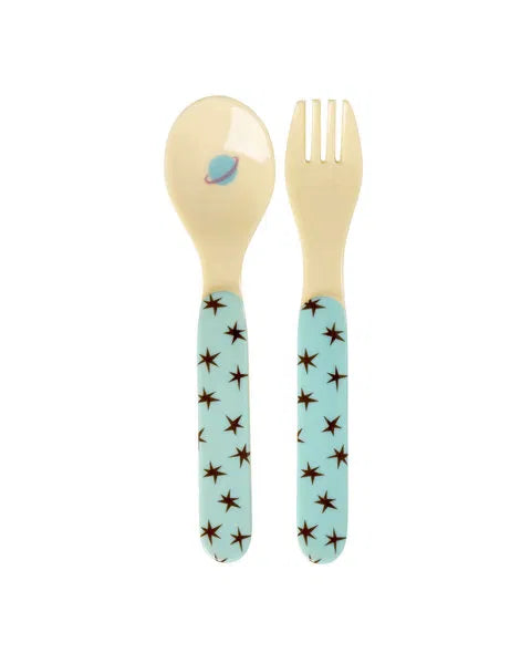 rice Baby-Geschirrset - Hellblau - Dogs in Space - Geschenkbox