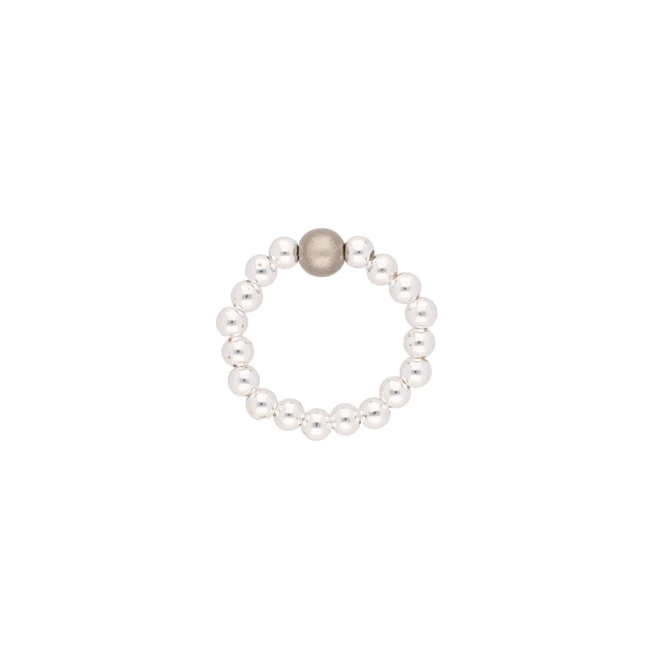 Magic Pearl Stretch Ring Silber - Taupe