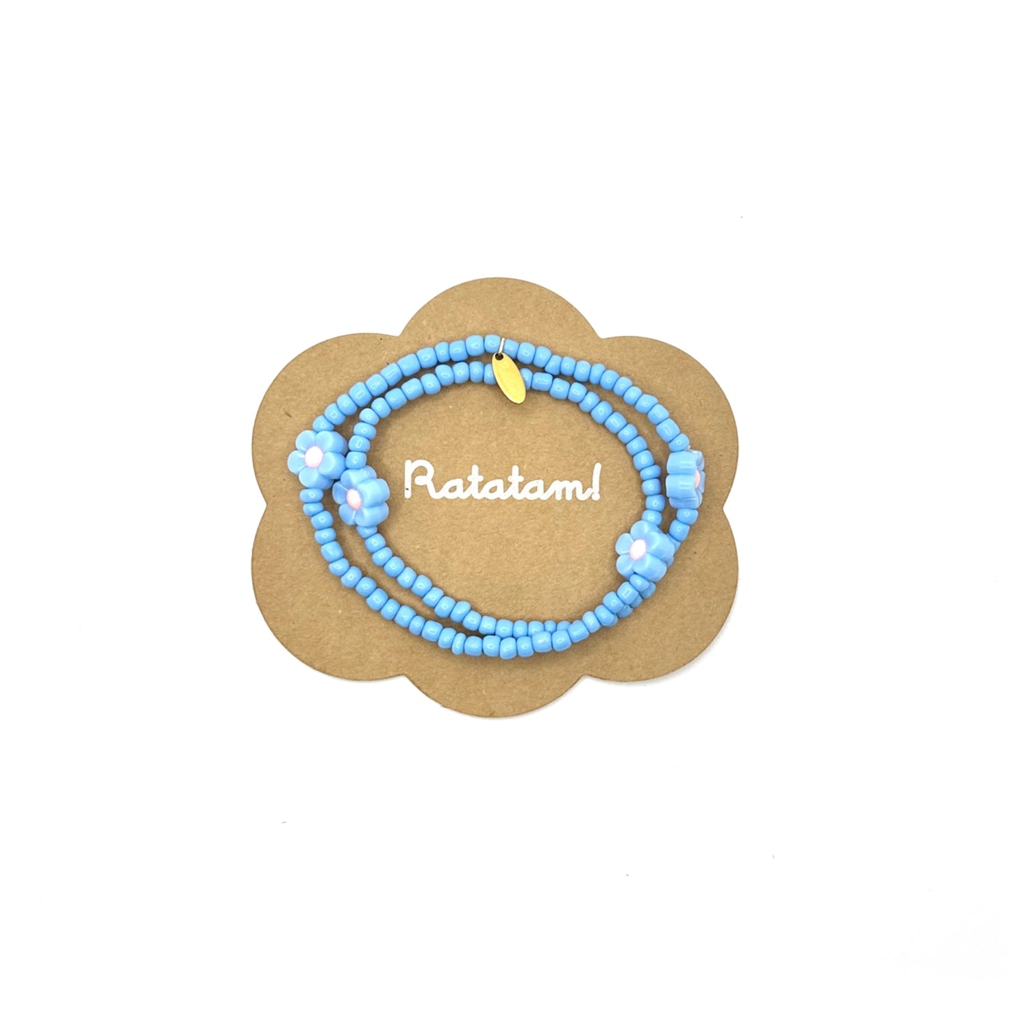 Ratatam! Elastische Halskette mit Blumen - blau