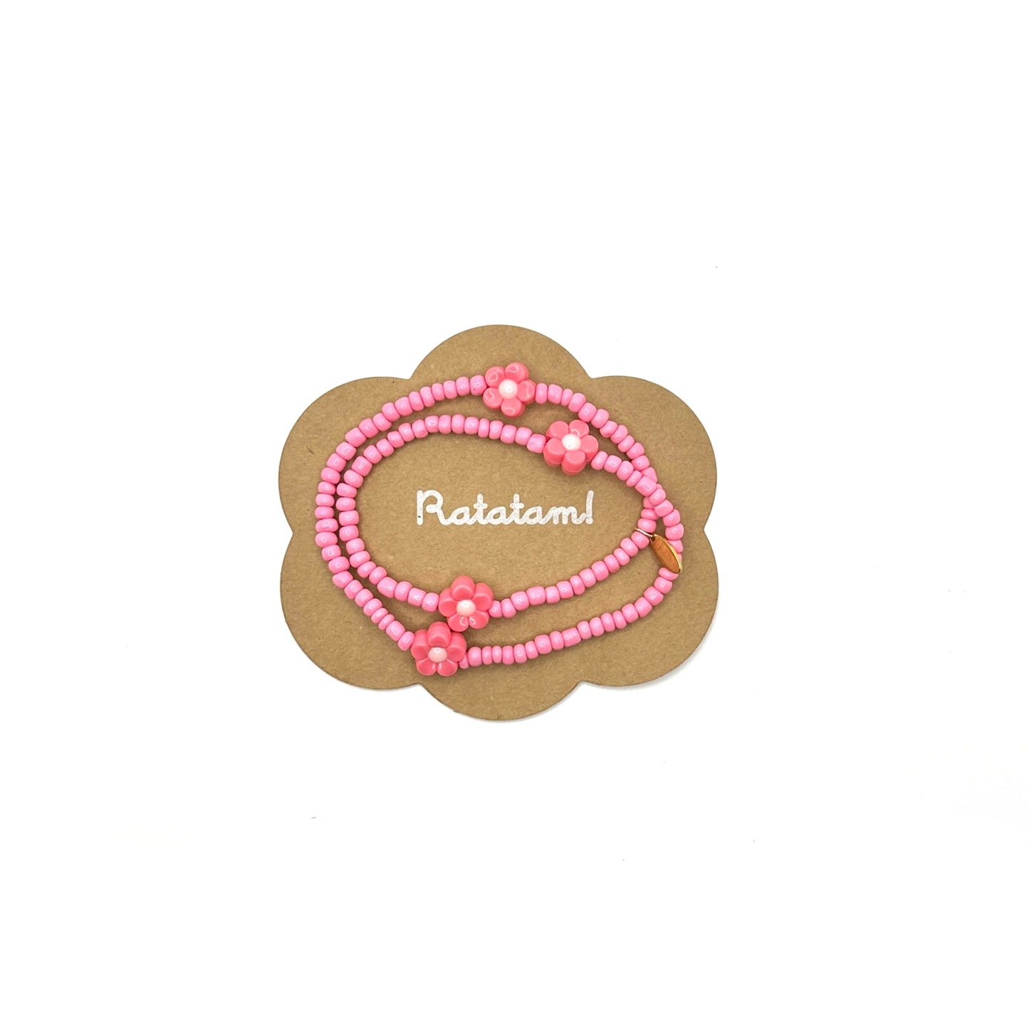 Ratatam! Elastische Halskette mit Blumen - fuchsia