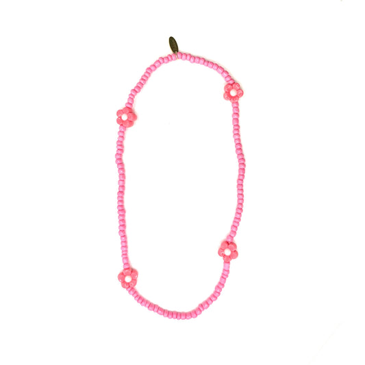 Ratatam! Elastische Halskette mit Blumen - fuchsia