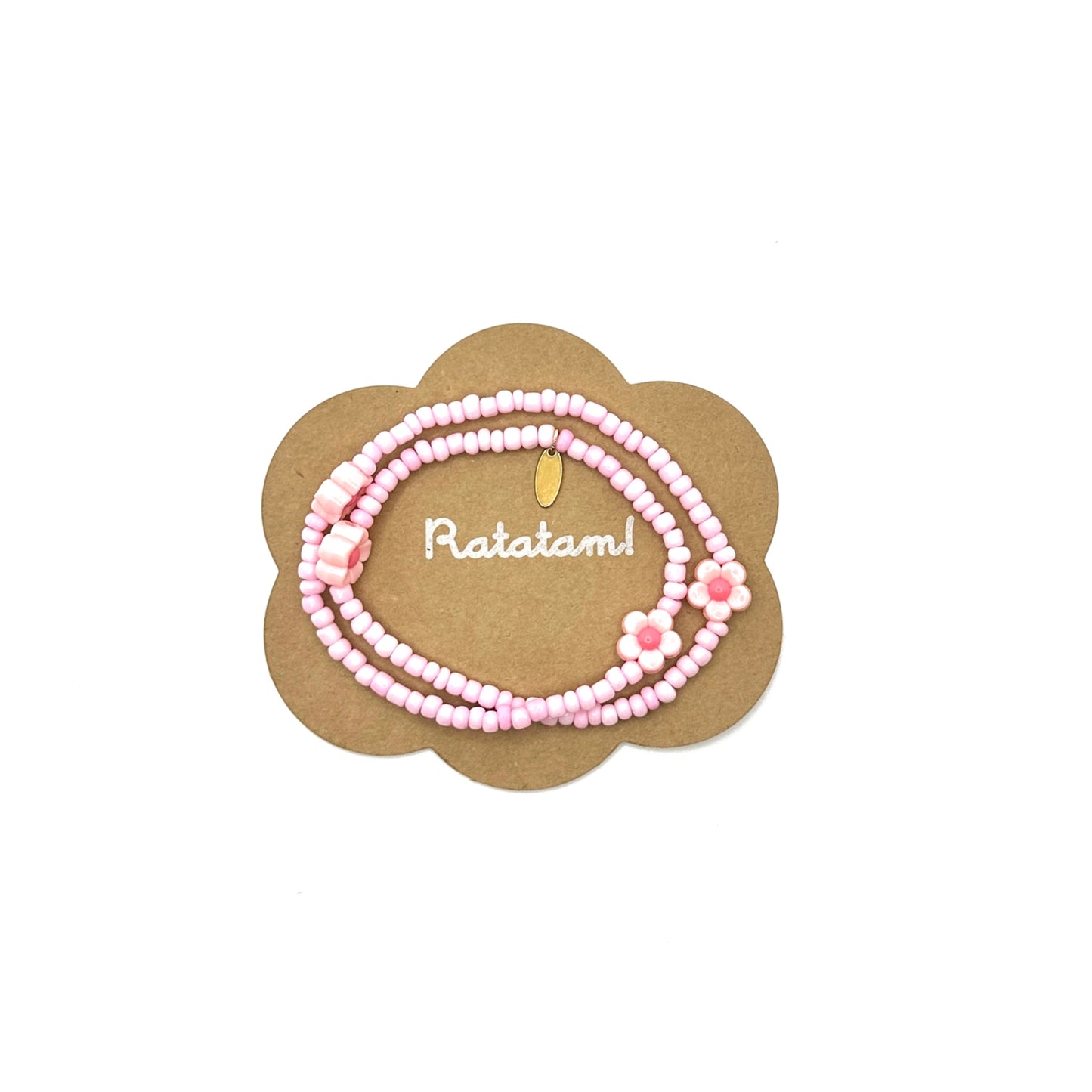 Ratatam! Elastische Halskette mit Blumen - hellrosa