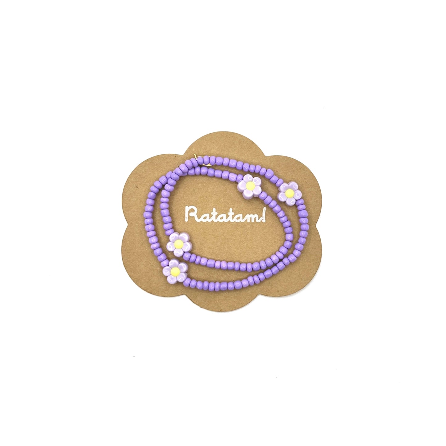 Ratatam! Elastische Halskette mit Blumen - lila