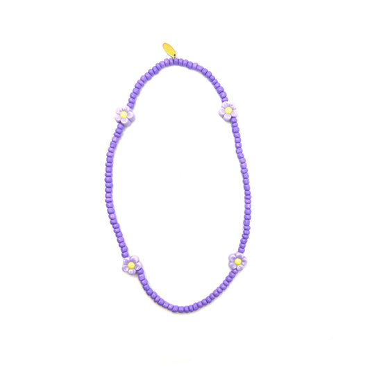 Ratatam! Elastische Halskette mit Blumen - lila