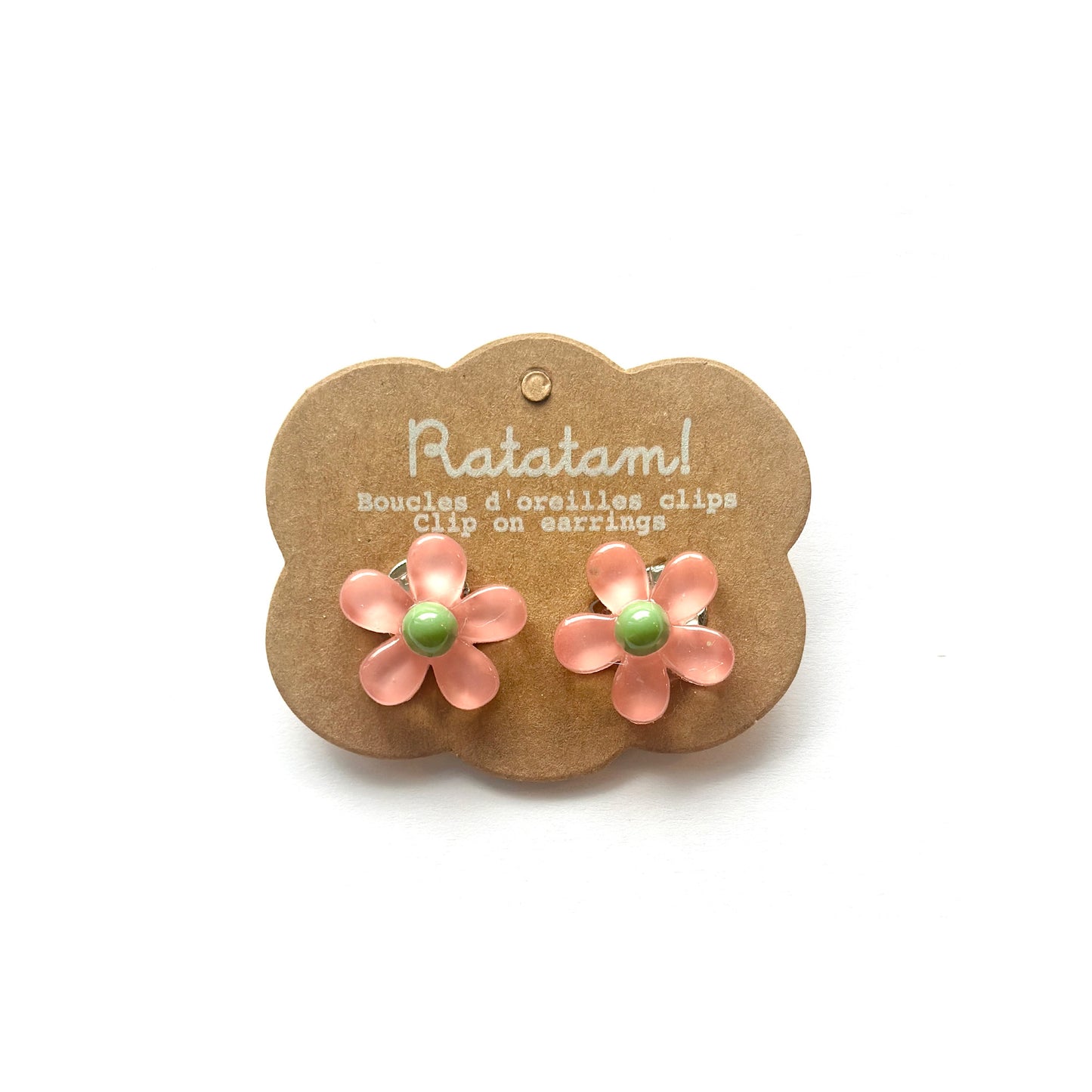 Ratatam! Ohrclips Blumen dunkelrosa/grün