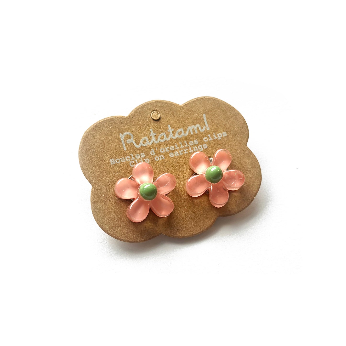 Ratatam! Ohrclips Blumen dunkelrosa/grün