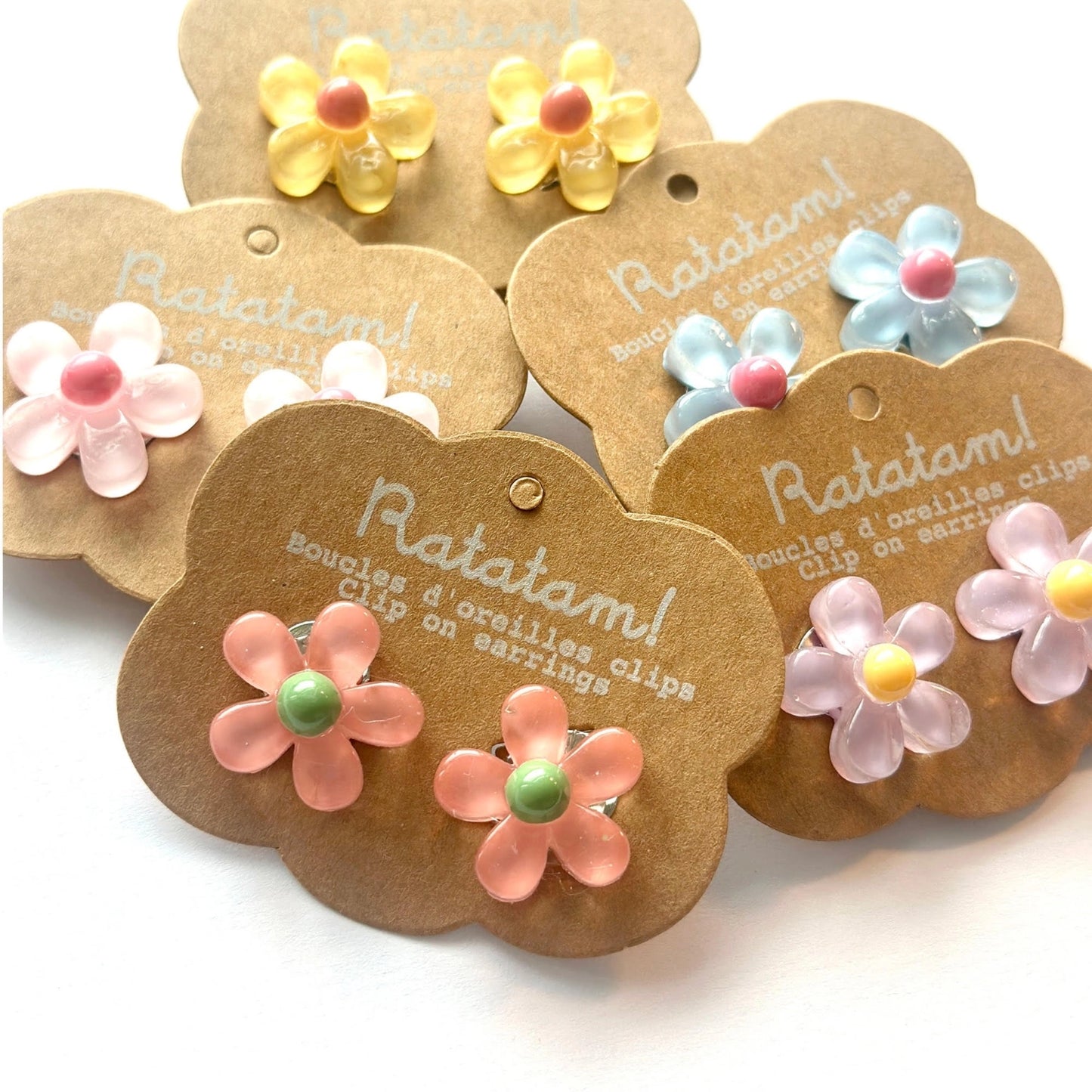 Ratatam! Ohrclips Blumen rosa/dunkelrosa