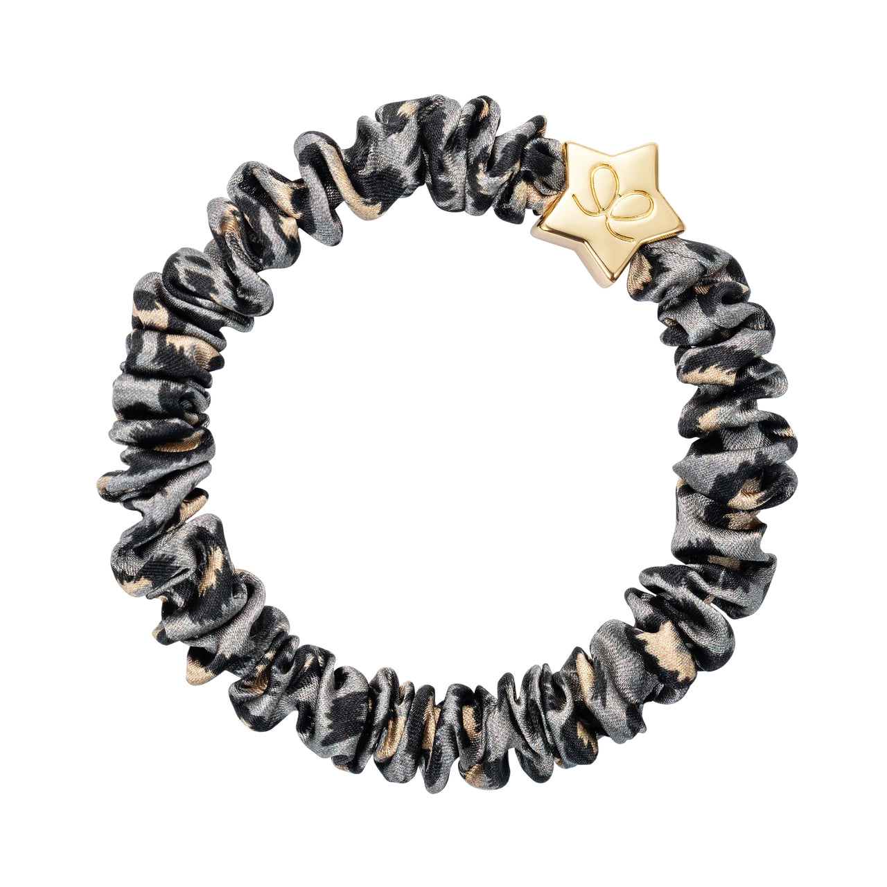 byEloise Goldener Stern Skinny Seiden Scrunchie Grau Leopard
