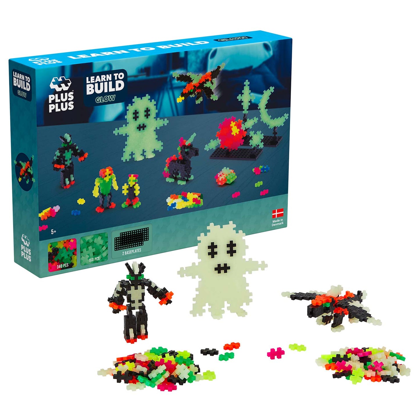 Plus-Plus Mini: Learn to Build: Glow in the Dark - 500 Bausteine