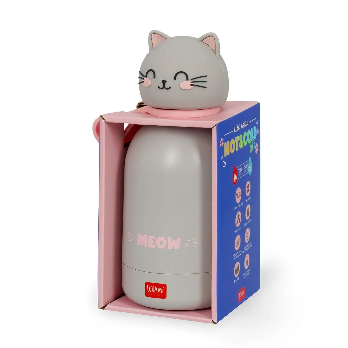 Legami Thermoflasche für Kinder - Kitty - Hot&Cold BFF