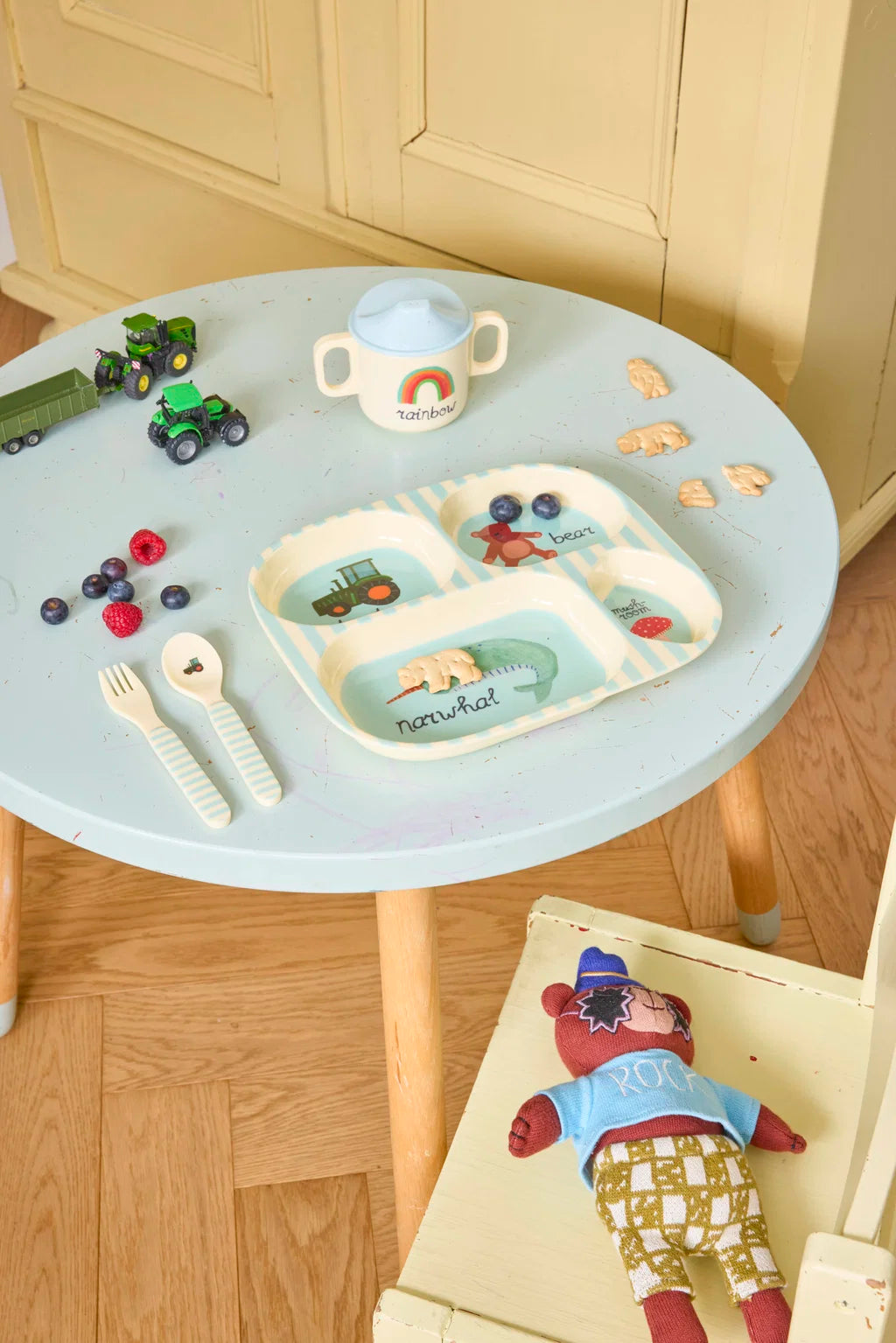 rice Kinderteller mit 4er Einteilung - blau - ABC