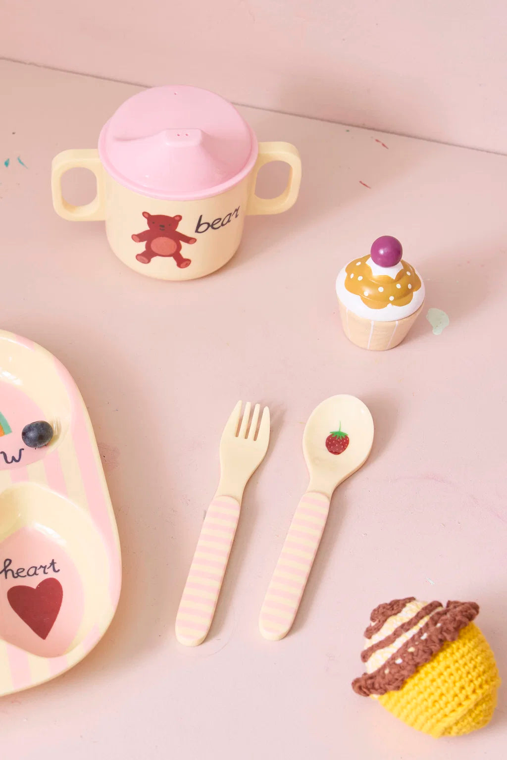 rice Babylöffel und -gabel - Pink - ABC