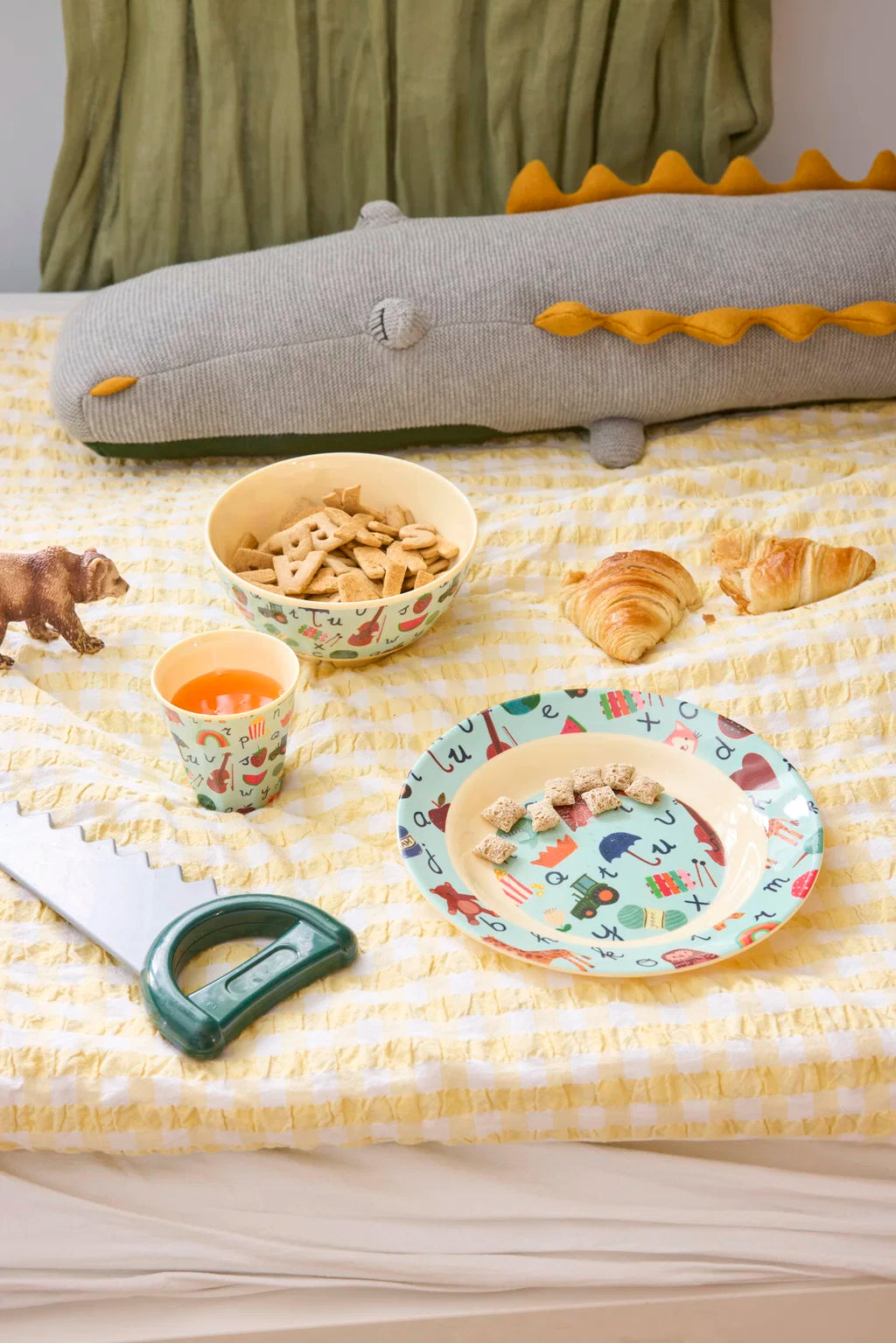 rice Melamin Mittelgroße Kinderschüssel - Blau - ABC - 700ml