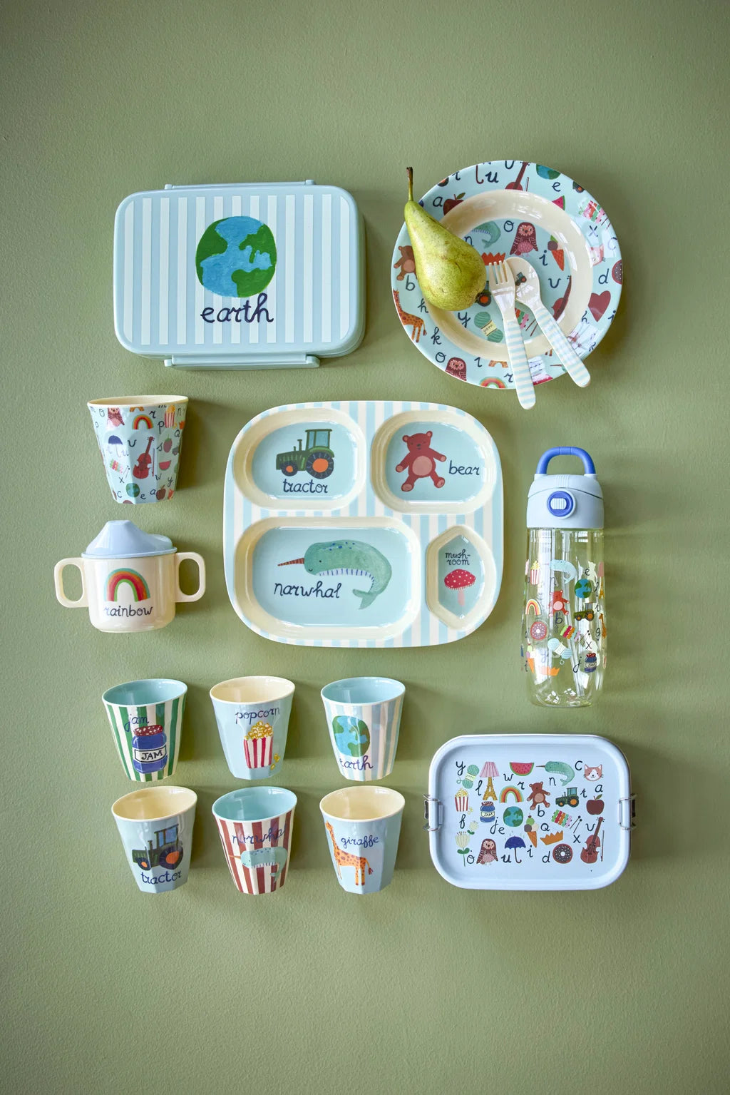 rice Melamin Kinderbecher mit ABC Print 6er Pack - 160ml