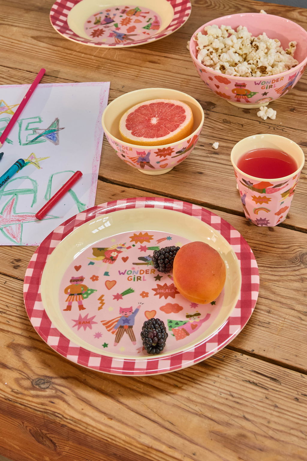 rice Kinderteller Melamin - Pink - Hero Print