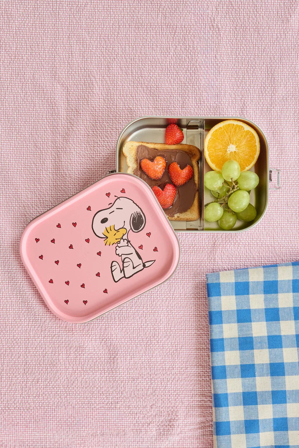 rice Große Rostfreie Stahl-Brotdose 1400ml - Pink - Snoopy