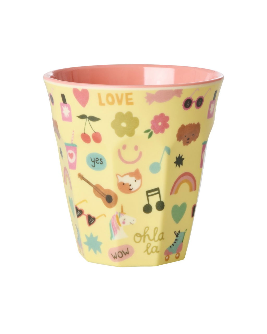 rice Becher Melamin 250ml Hellgelb - Unicorn Love Print