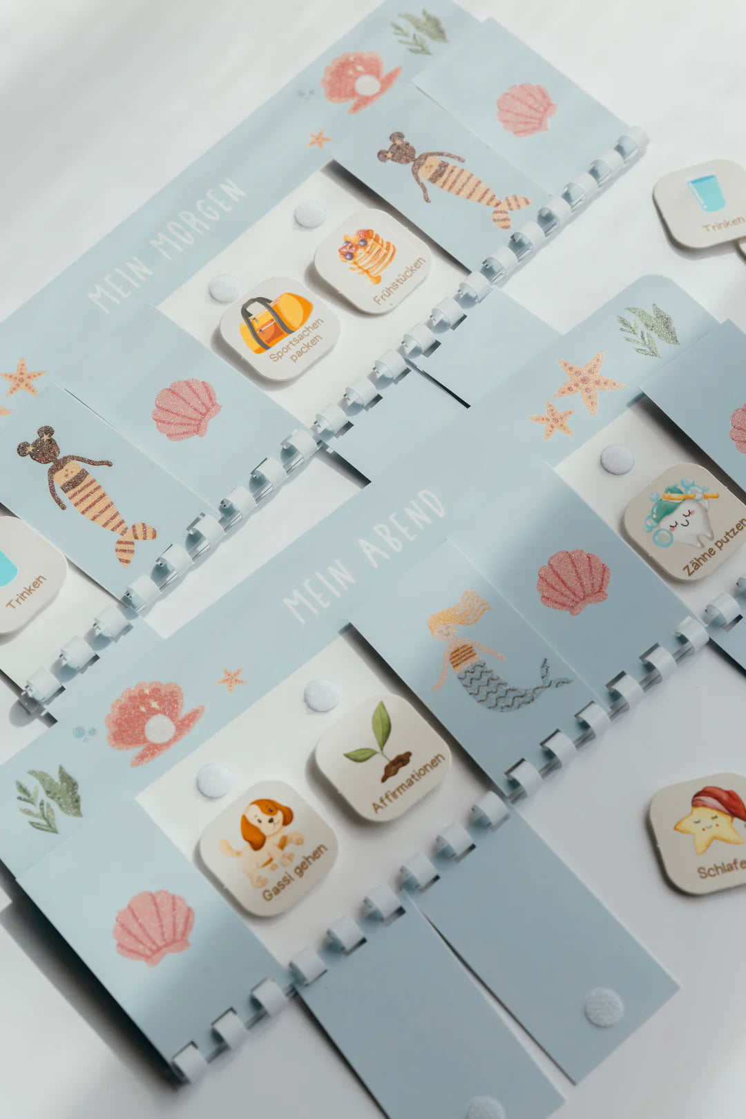 inliebekind Routineplaner inkl. Symbolkärtchen MEERJUNGFRAUEN GLITZER
