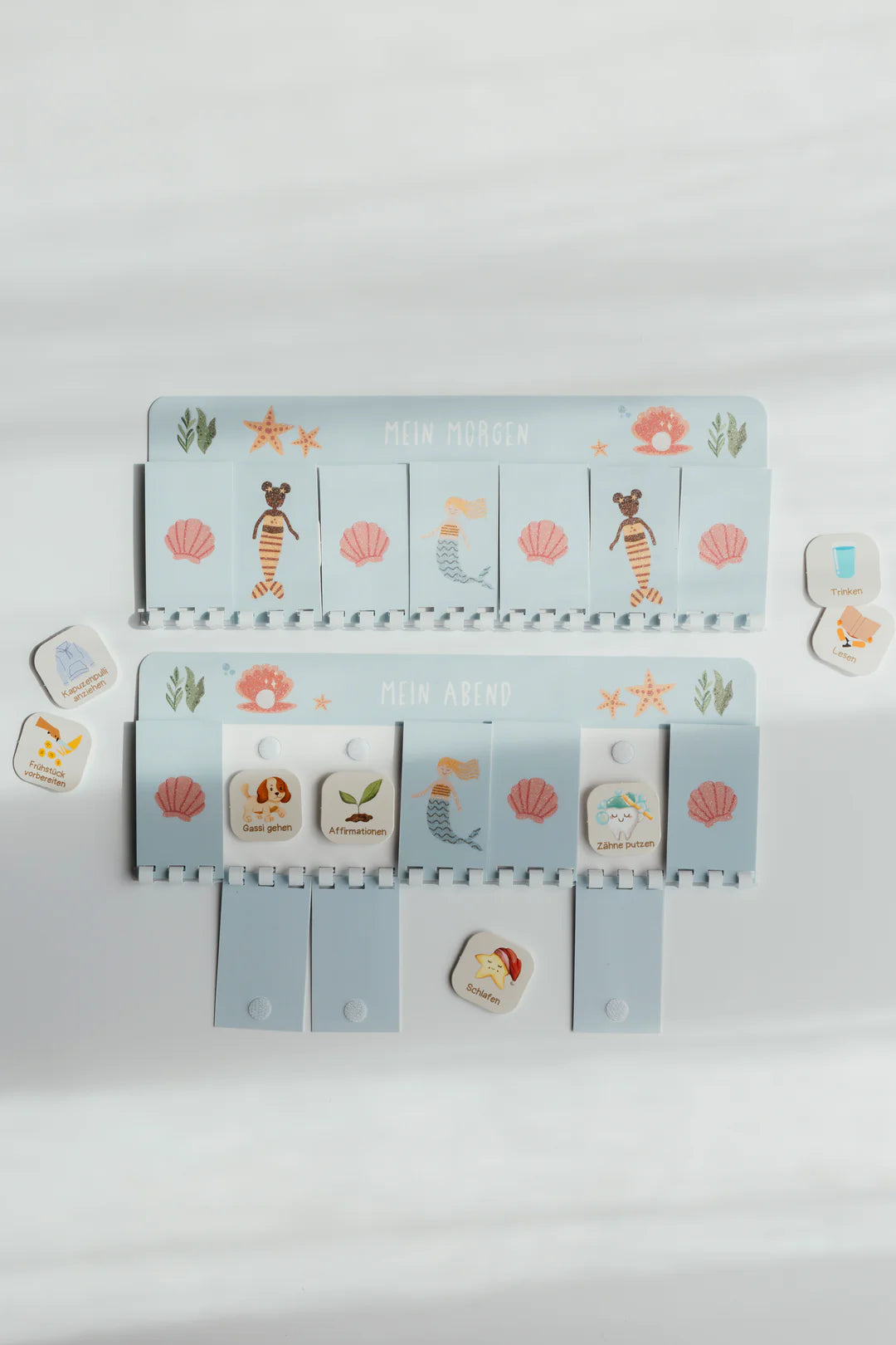 inliebekind Routineplaner inkl. Symbolkärtchen MEERJUNGFRAUEN GLITZER