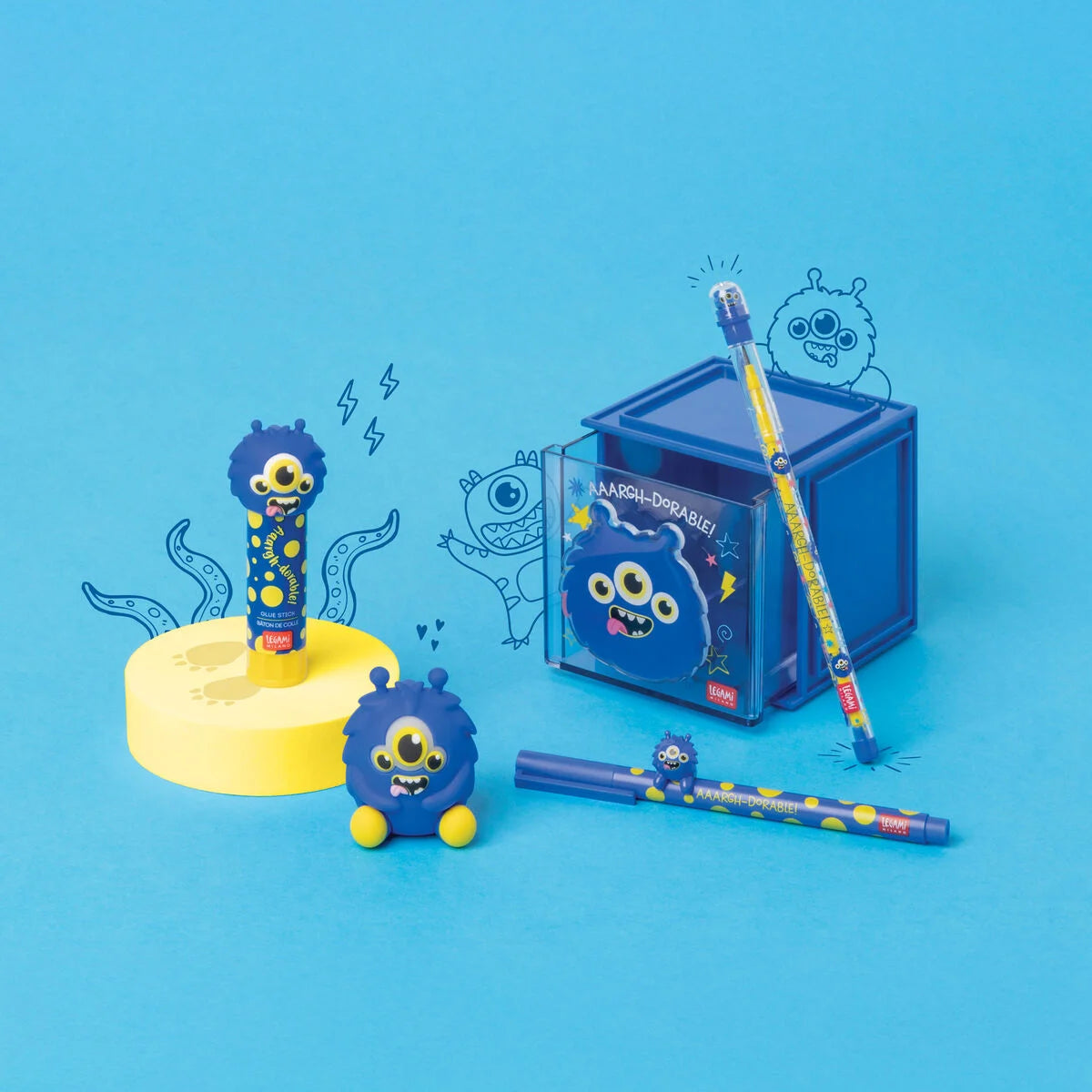 Legami Leuchtender Bleistiftspitzer mit Behälter - Monster - Schärfen ist Magie
