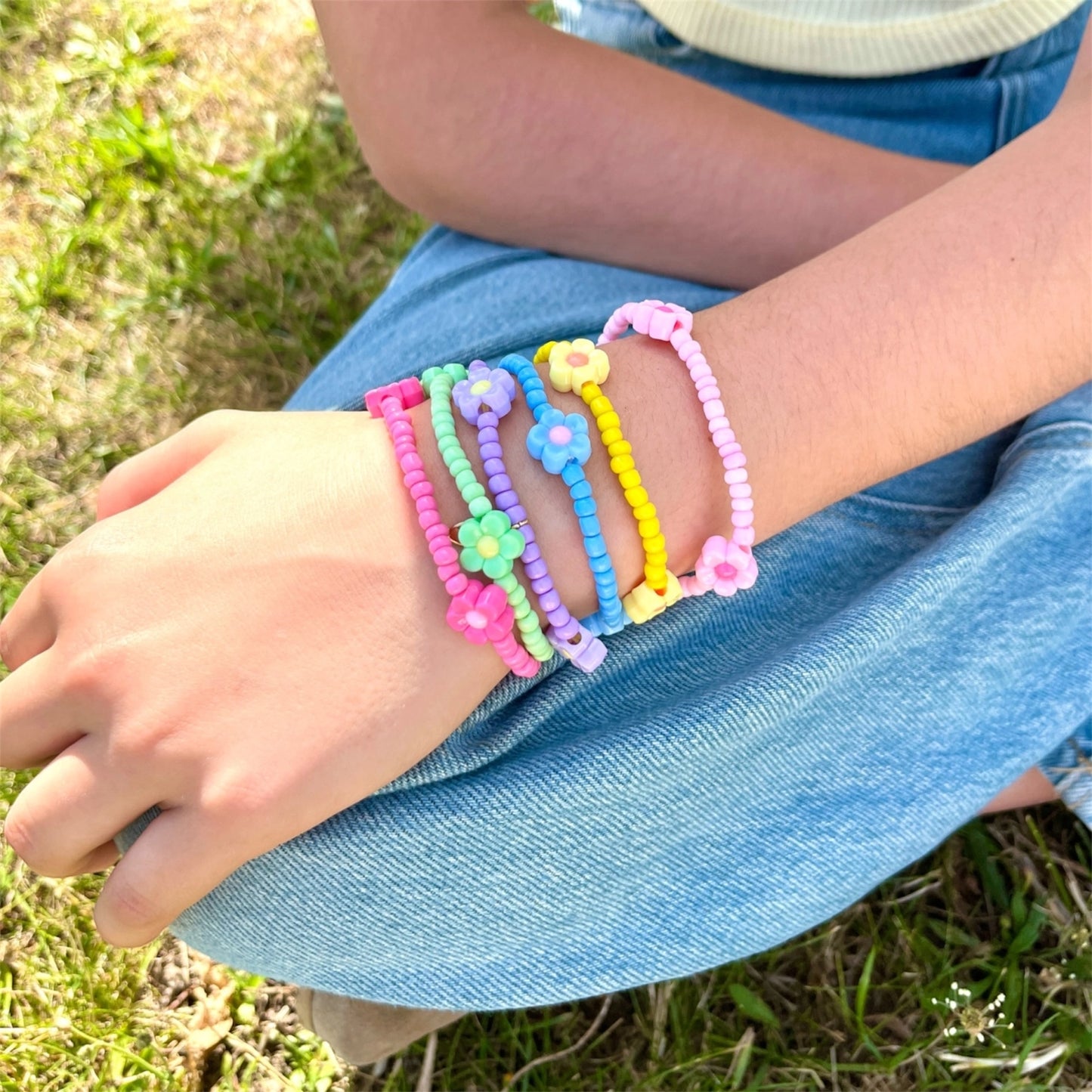 Ratatam! Elastisches Armband Blume - grün