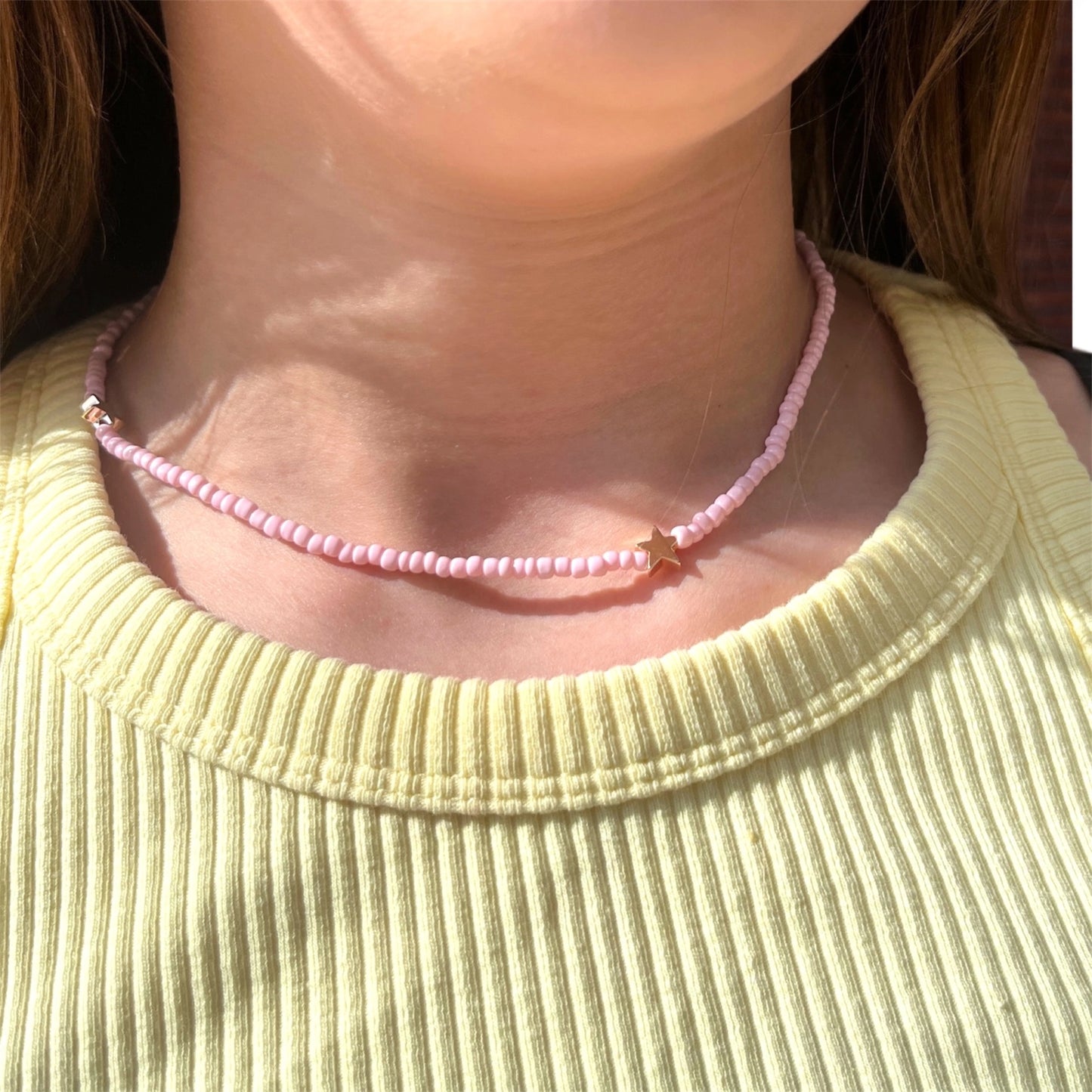 Ratatam! Elastische Halskette mit Sternen – rosa