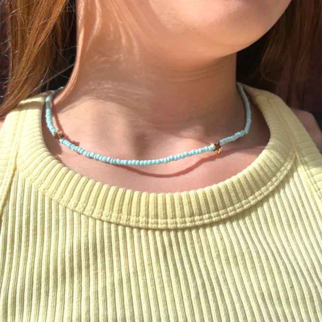 Ratatam! Elastische Halskette mit Sternen – blau