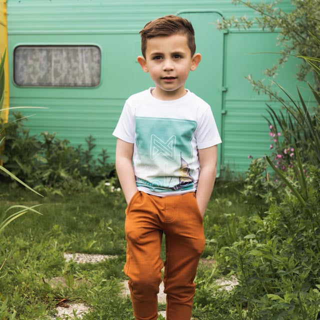 Koko Noko Jungen-T-Shirt weißer Fotodruck