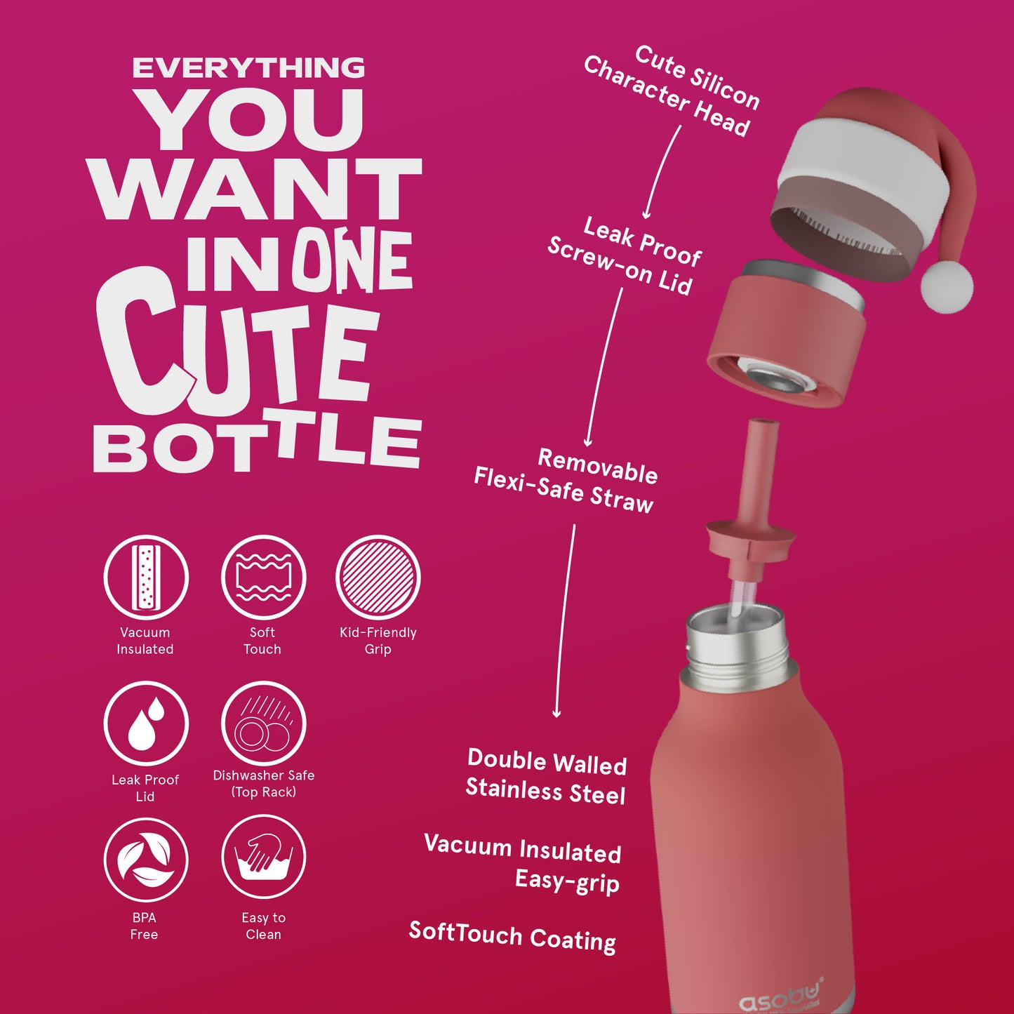 ASOBU® Bestie Trinkflasche 475ml Santa