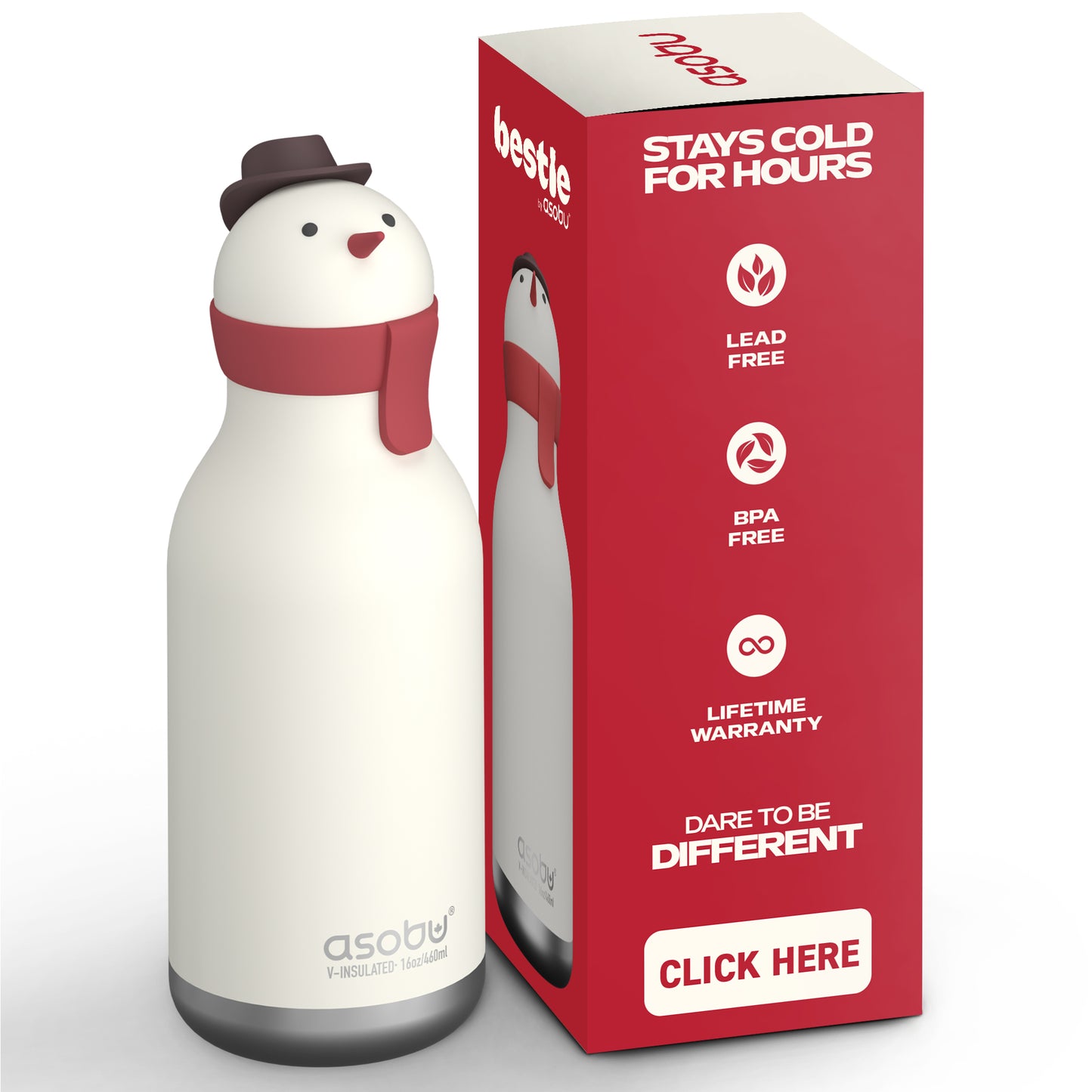 ASOBU® Bestie Trinkflasche 475ml Schneemann