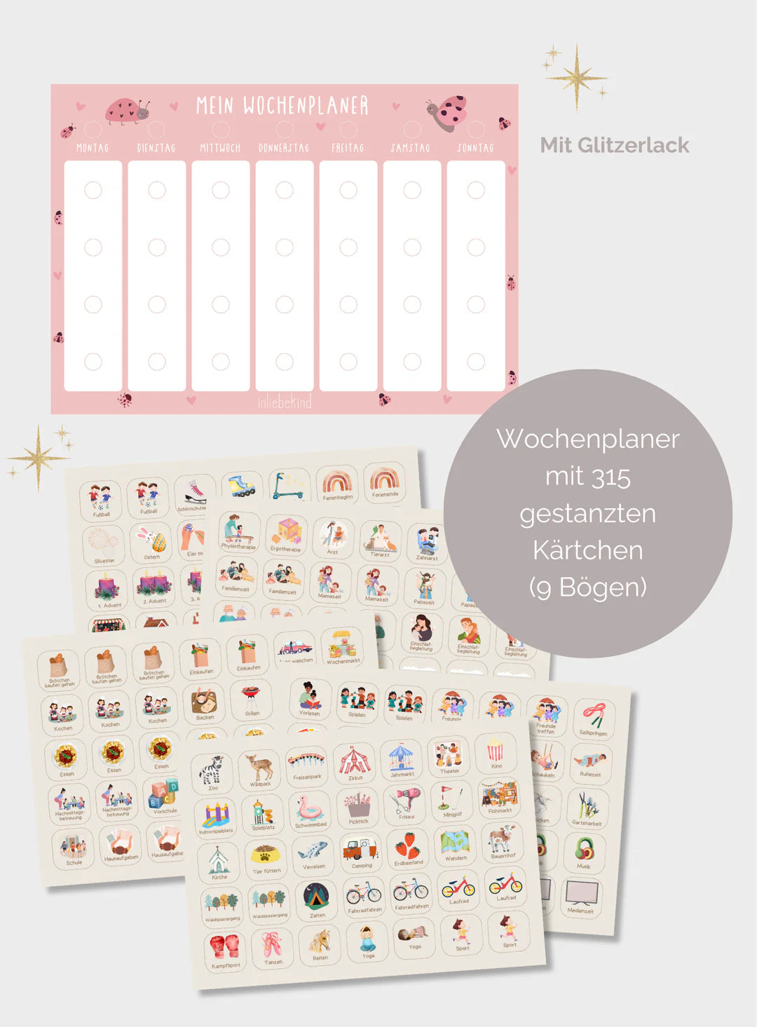 inliebekind Wochenplaner MARIENKÄFER GLITZER