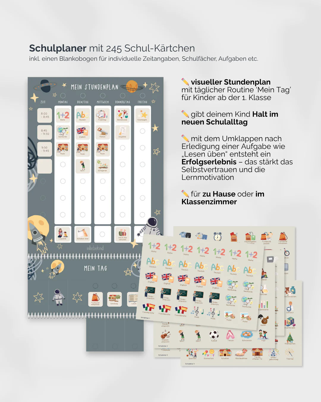 inliebekind Grundschulplaner inkl. Symbolkärtchen ASTRO - Gebunden