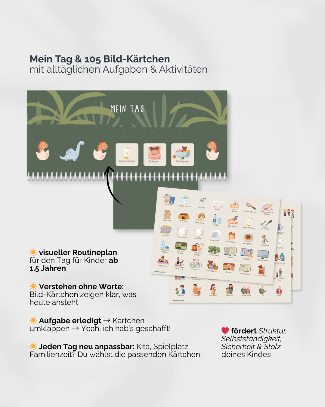 inliebekind Routineplaner inkl. Symbolkärtchen DINO