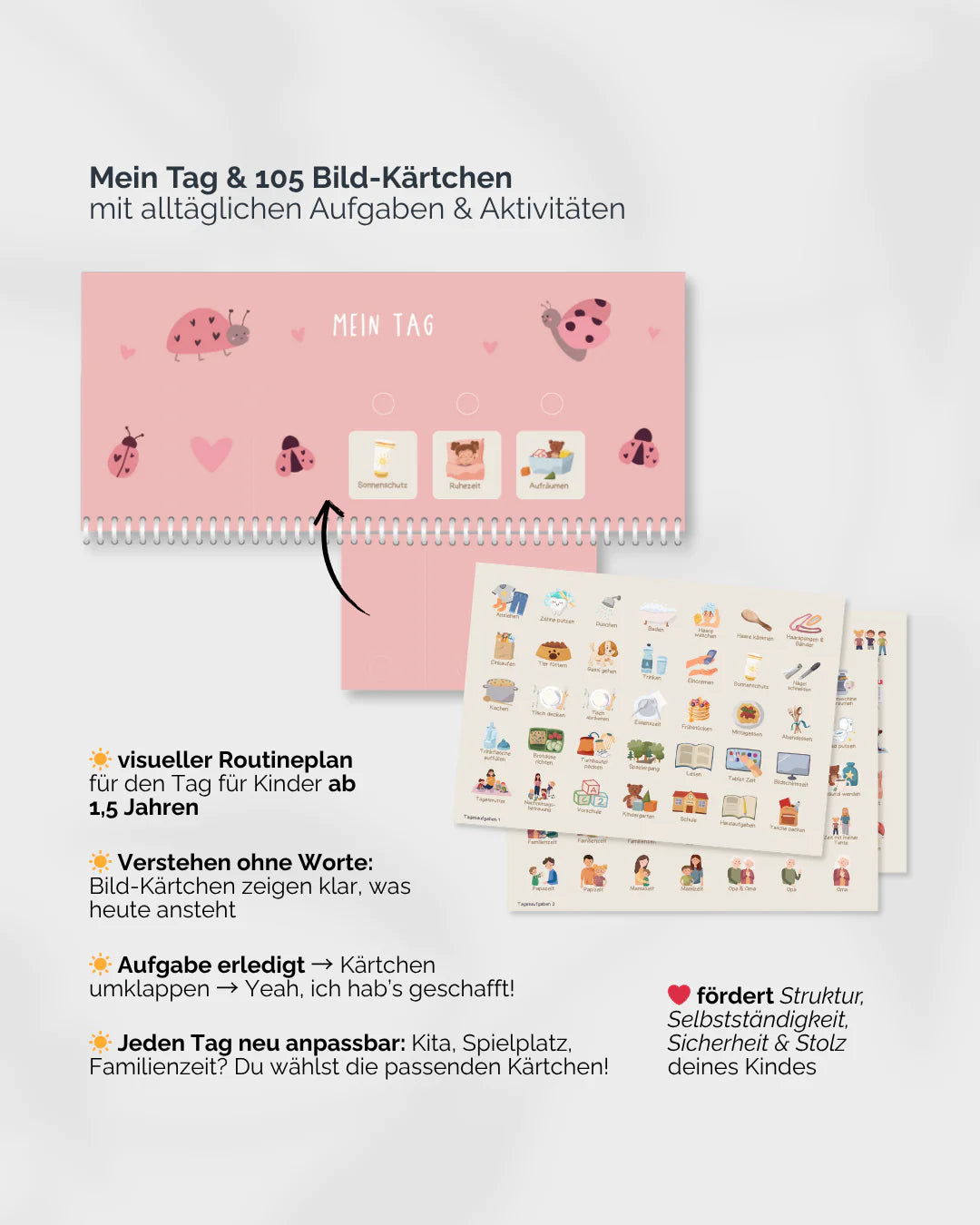 inliebekind Routineplaner inkl. Symbolkärtchen MARIENKÄFER GLITZER