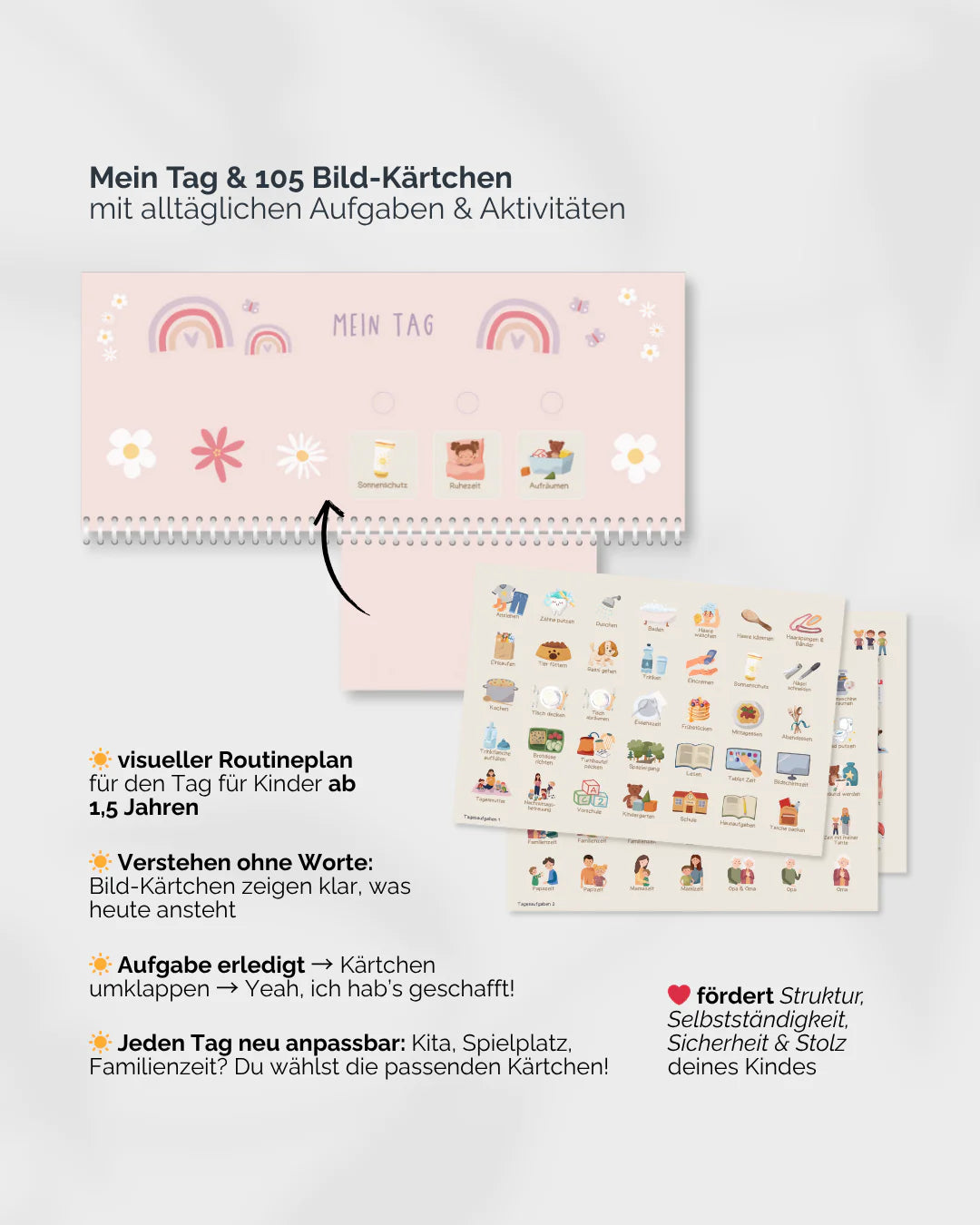inliebekind Routineplaner inkl. Symbolkärtchen REGENBOGEN
