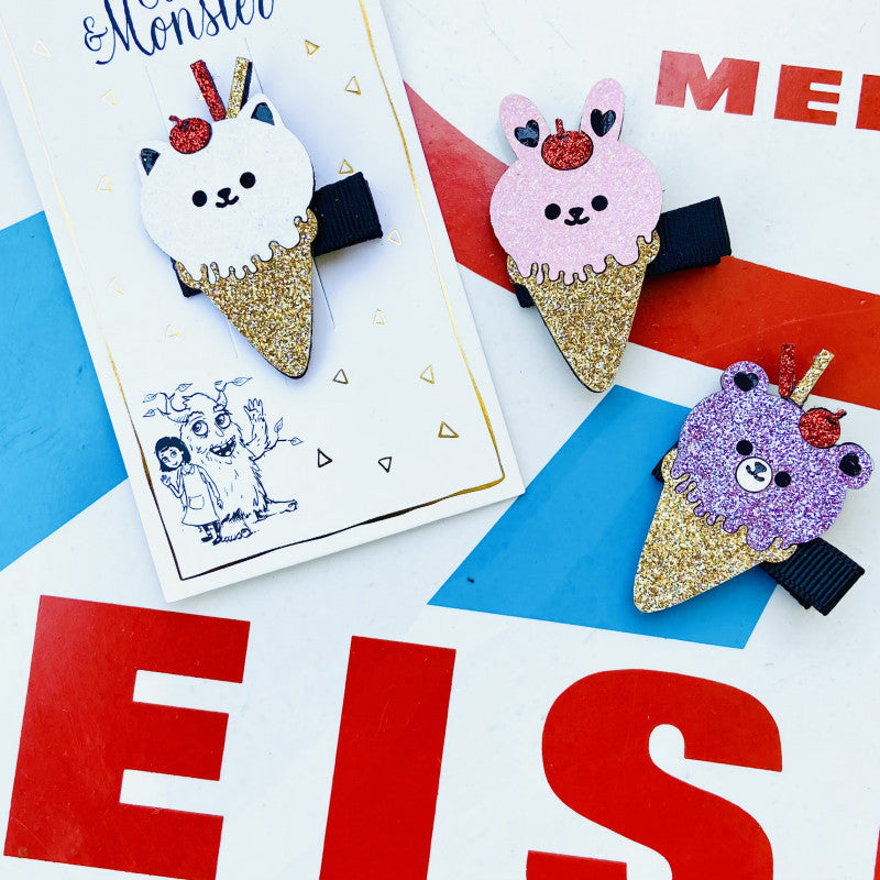 Ella & Monster Haarclip Funny Ice Cream rosa