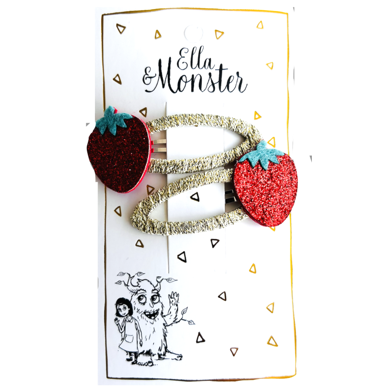 Ella & Monster Haarspangen Glitzer Erdbeere