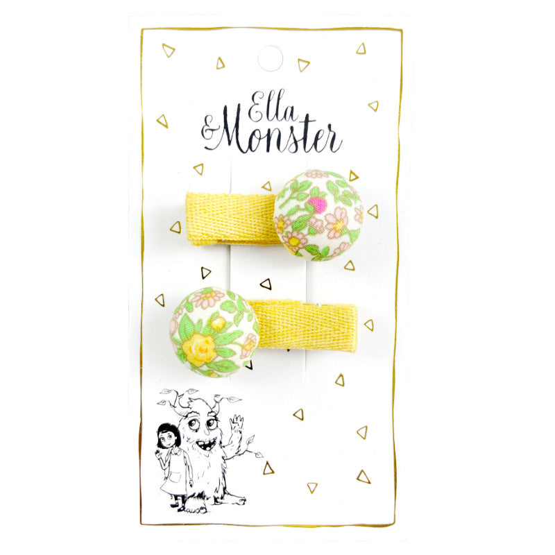 Ella & Monster Retro Flower Haarspangen Gelb