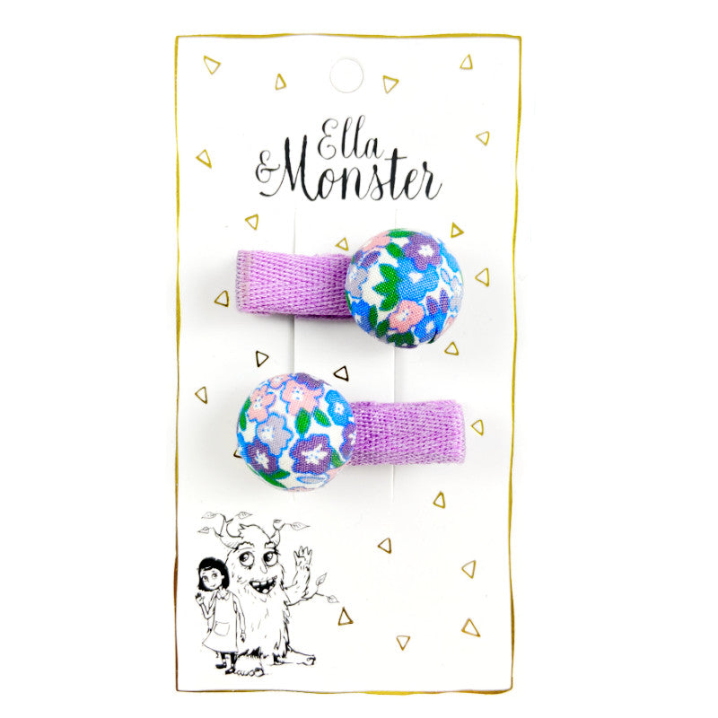 Ella & Monster Retro Flower Haarspangen Lila
