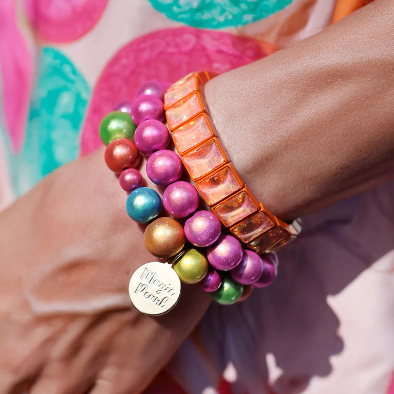 Magic Pearl Pink Orchid Perlenarmband - Gold