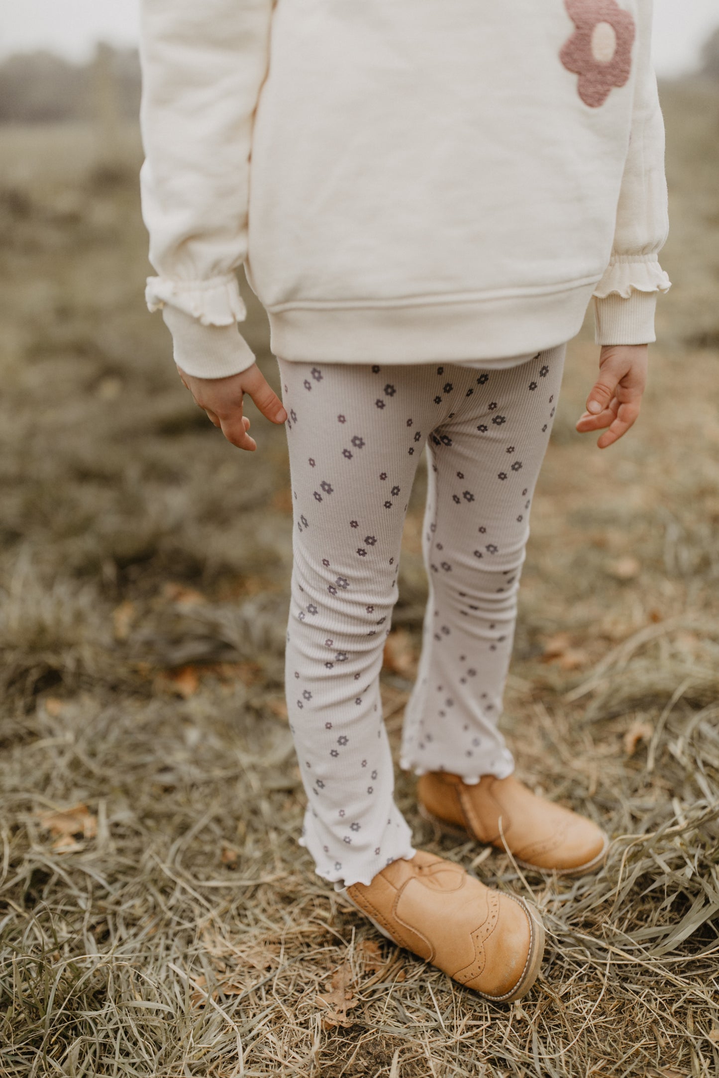 Leevje Schlag-Leggings Blumen mit Schleife