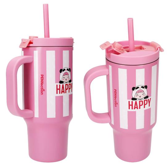 PENfection To Go Becher mit Strohhalm HAPPY