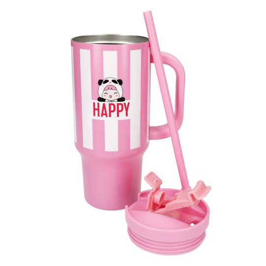 PENfection To Go Becher mit Strohhalm HAPPY